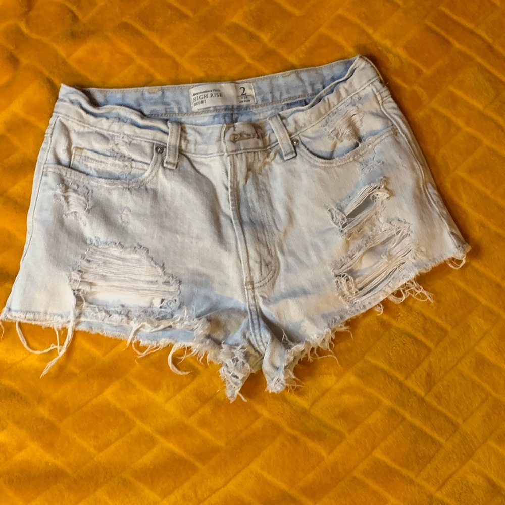 abercrombie ripped jean shorts, high rise, size 2